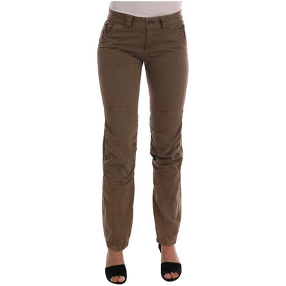 Ermanno Scervino Brown Cotton Casual Slim Fit Pants