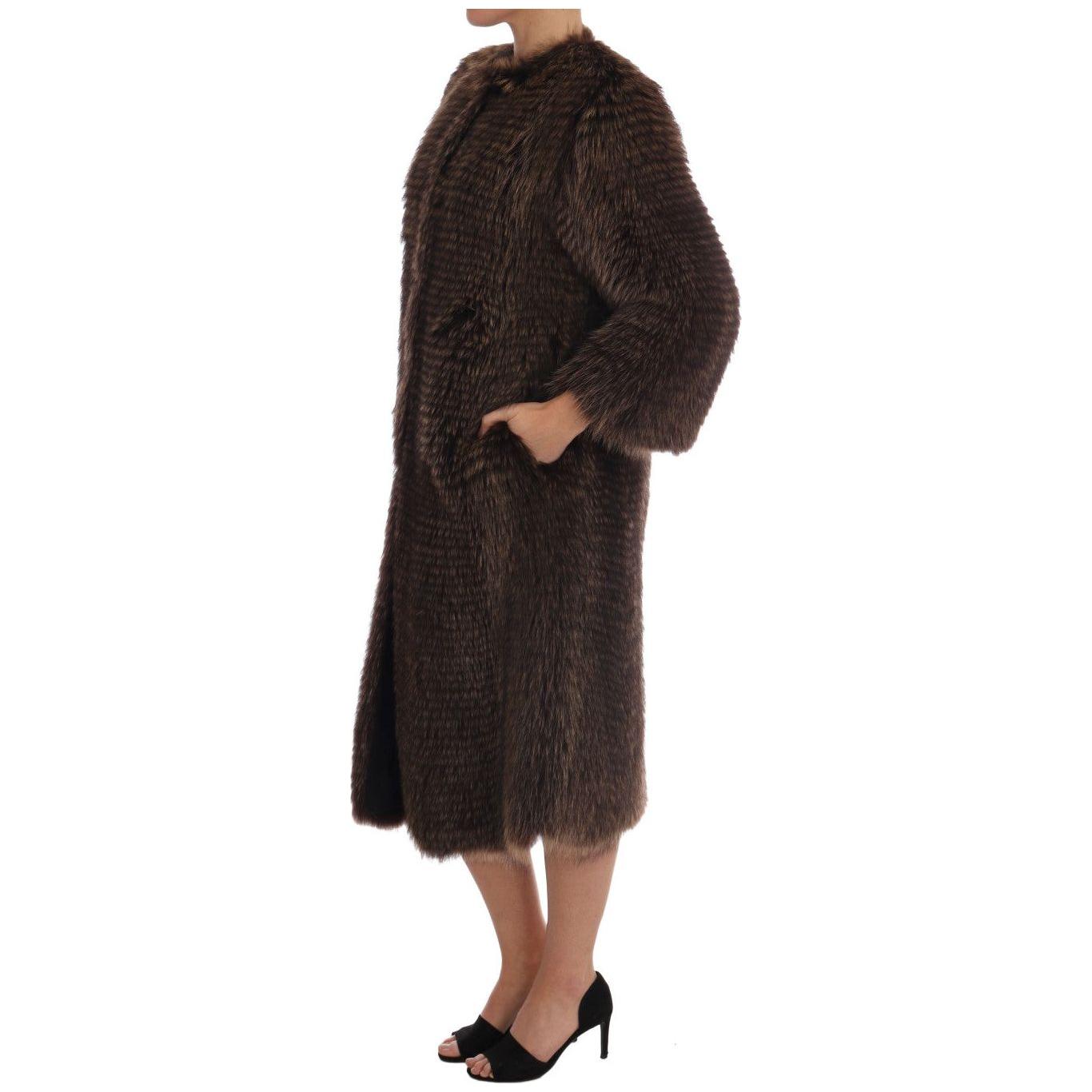 Dolce & Gabbana Brown Raccoon Fur Coat Jacket Coats & Jackets