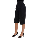 Dolce & Gabbana Black Brocade High Waist Capri Shorts Jeans & Pants