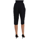 Dolce & Gabbana Black Brocade High Waist Capri Shorts Jeans & Pants