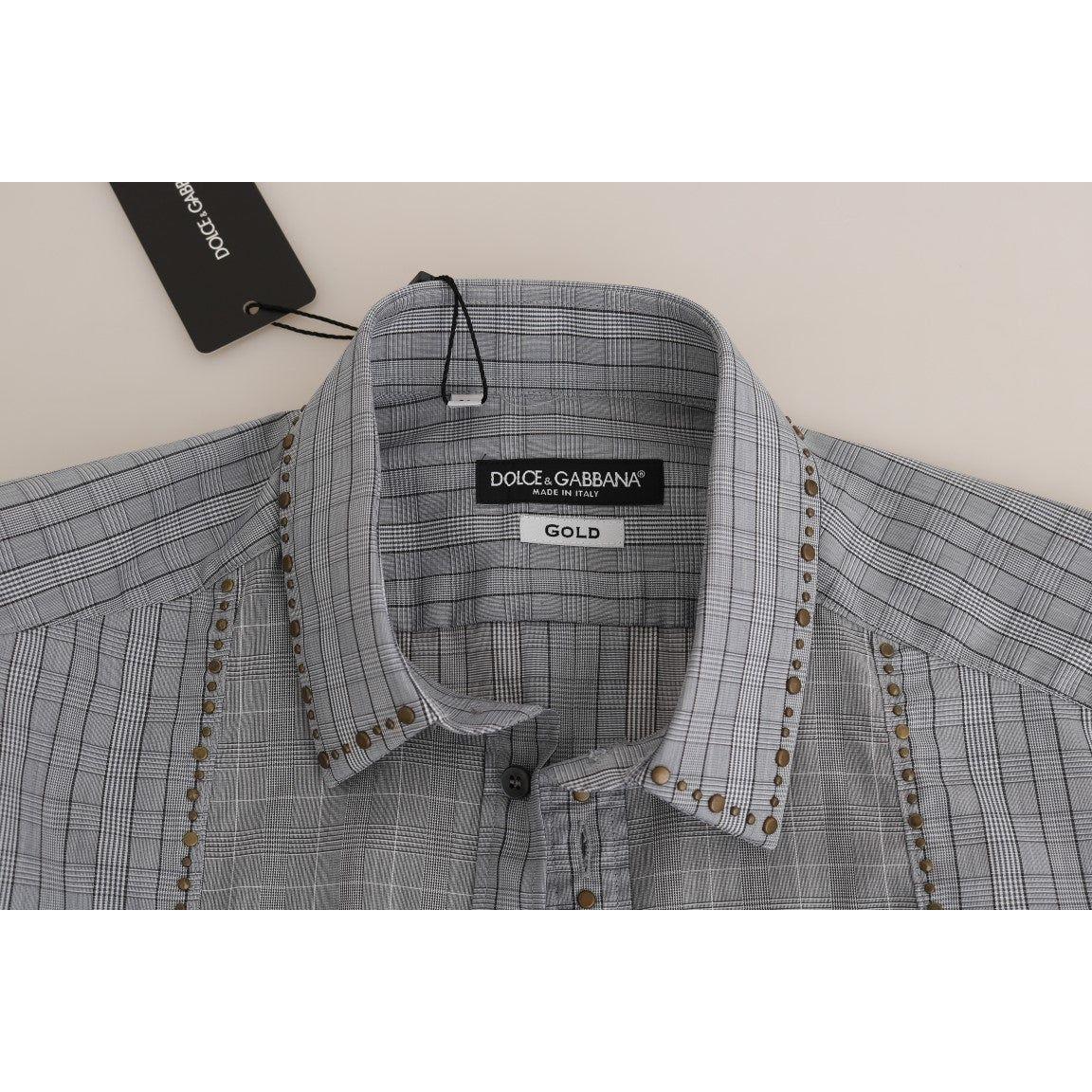 قميص كاجوال أنيق من Dolce &amp; Gabbana بقصّة Slim Fit ومربّع باللون الرمادي