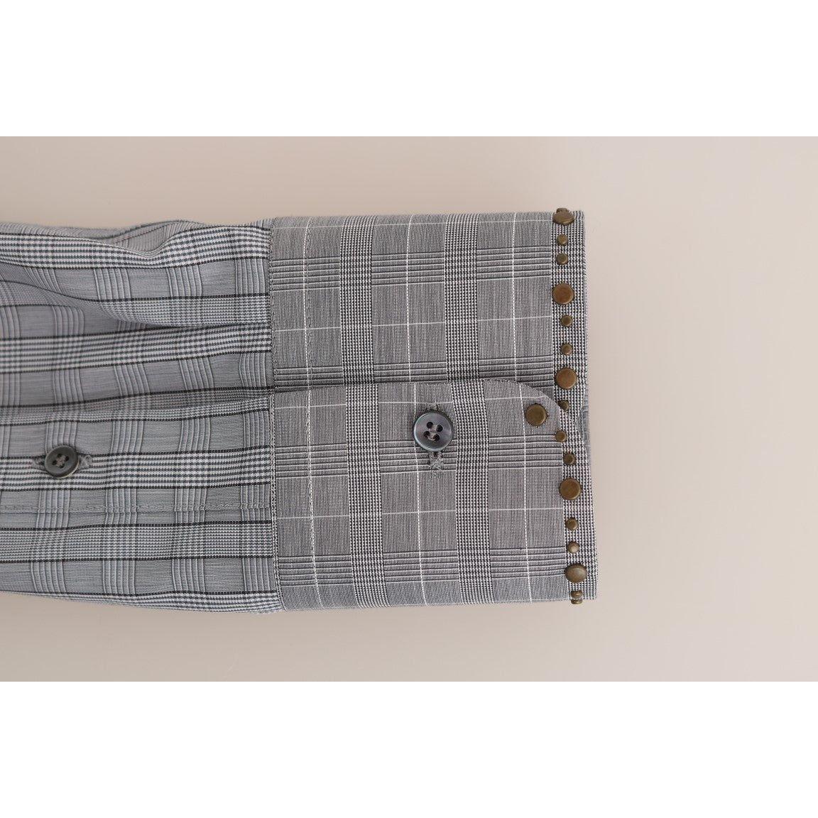قميص كاجوال أنيق من Dolce &amp; Gabbana بقصّة Slim Fit ومربّع باللون الرمادي