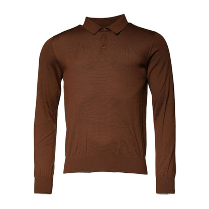 Dolce & Gabbana Brown Cashmere Buttoned Men Pullover Sweater