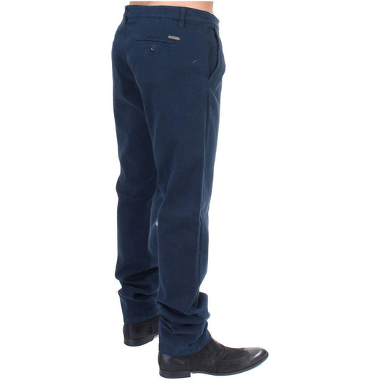 GF Ferre Elegant Blue Cotton Stretch Chinos GF Ferre Dark Slate Gray