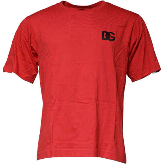 Dolce & Gabbana Red DG Logo Cotton Crew Neck T-shirt