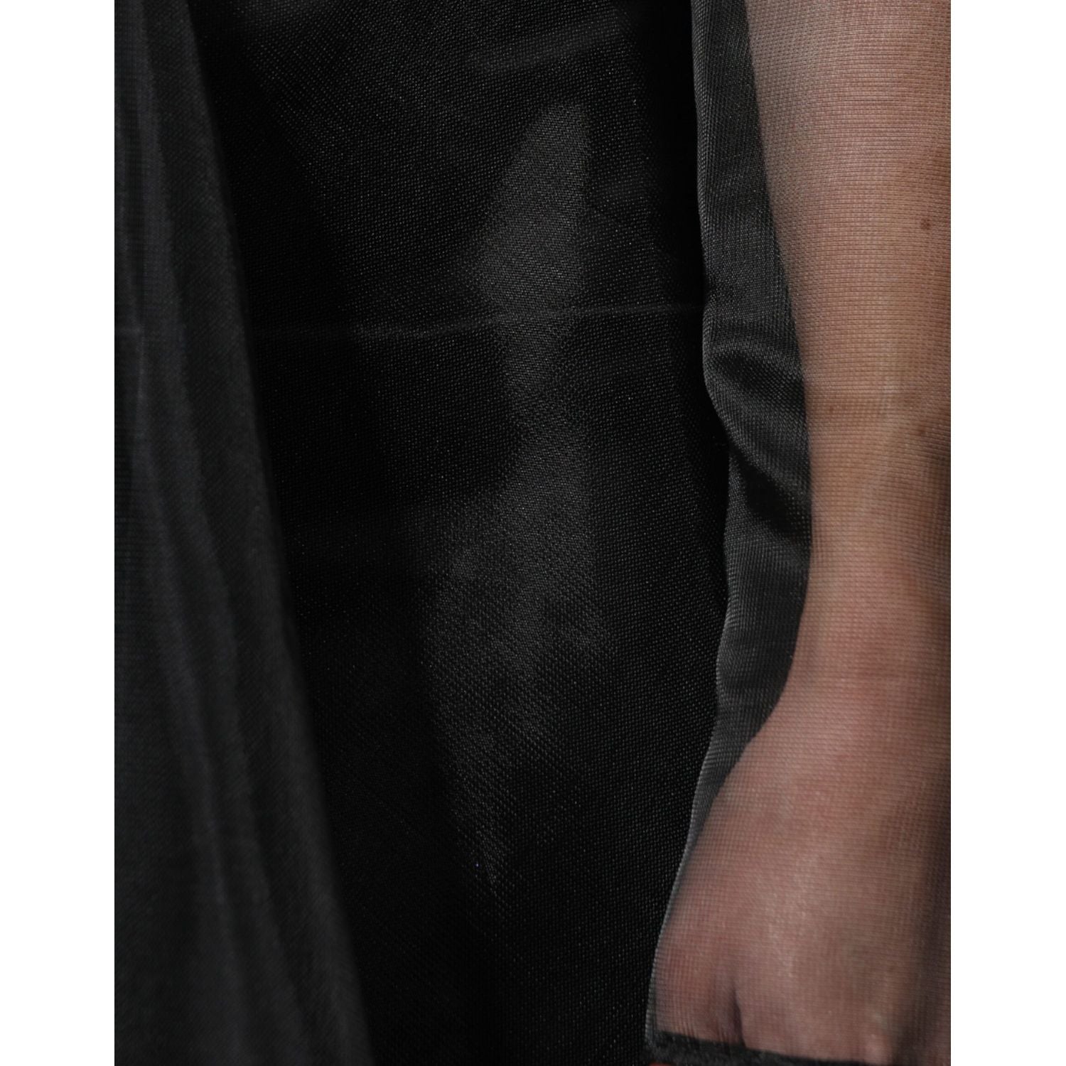 Dolce & Gabbana Black Tulle A-line Midi Cocktail Gown Dress