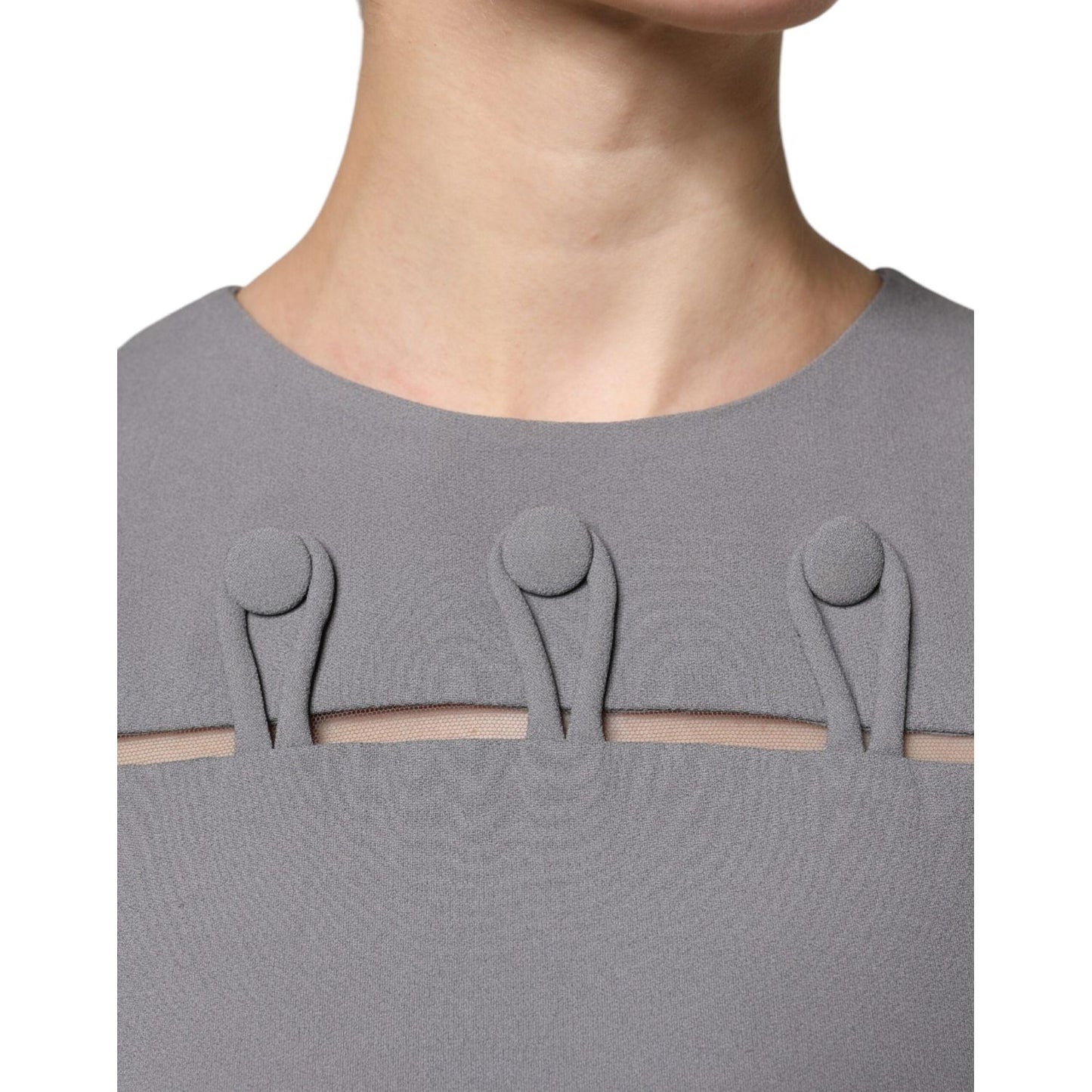 Emporio Armani Gray Round Neck Sleeveless A-line Mini Dress DR281344-40