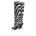 Dolce & Gabbana Black White Zebra Heels High Boots Shoes