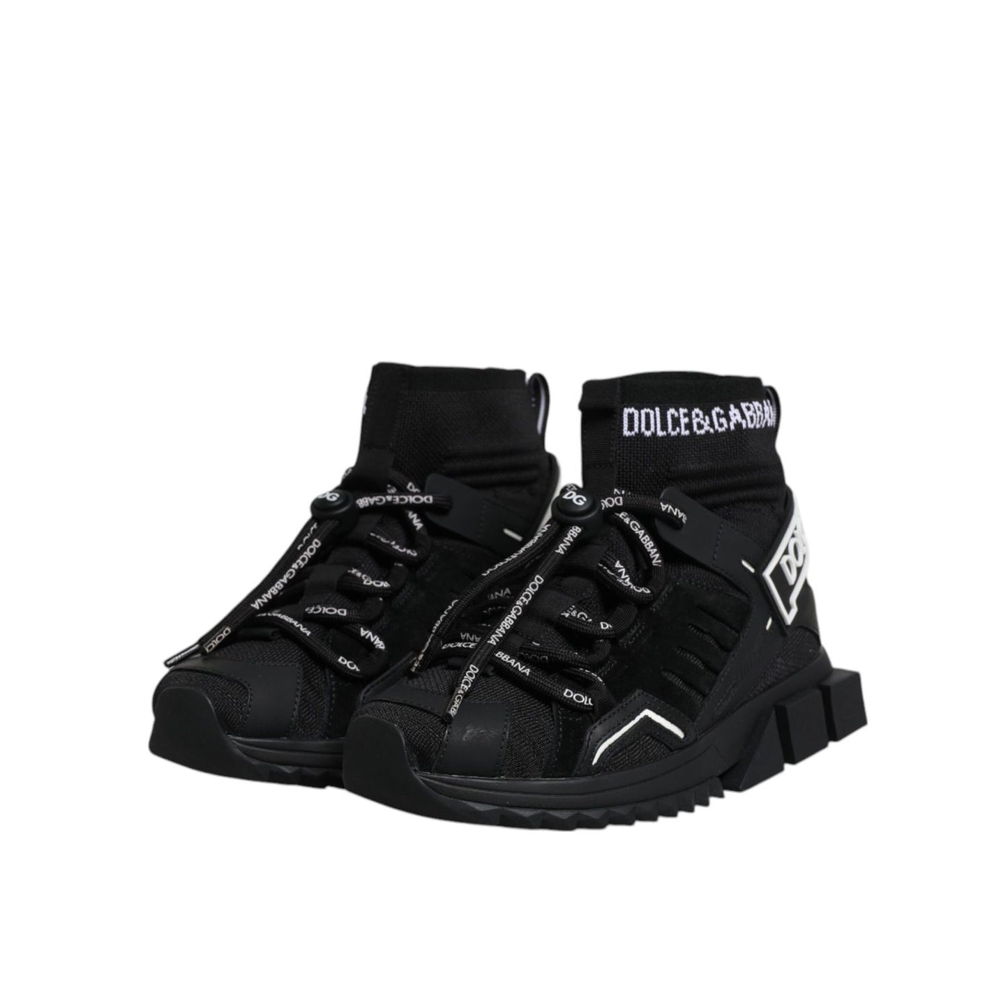 Dolce & Gabbana Black Sorrento Socks Logo Sneakers Shoes
