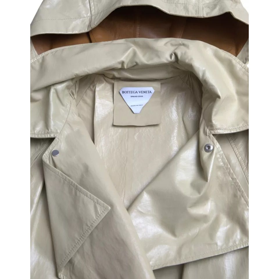 Bottega Veneta Beige Lambskin Leather Trench Coat Jacket