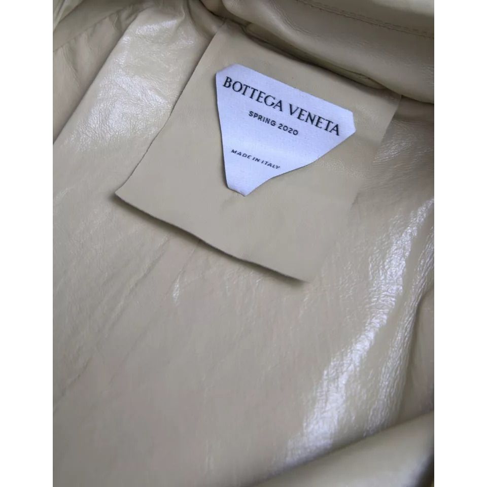 Bottega Veneta Beige Lambskin Leather Trench Coat Jacket