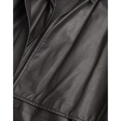 Bottega Veneta Black Leather Men Waterproof Trenchcoat Jacket