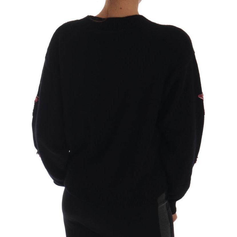Dolce & Gabbana Fairy Tale Crystal Black Cashmere Sweater