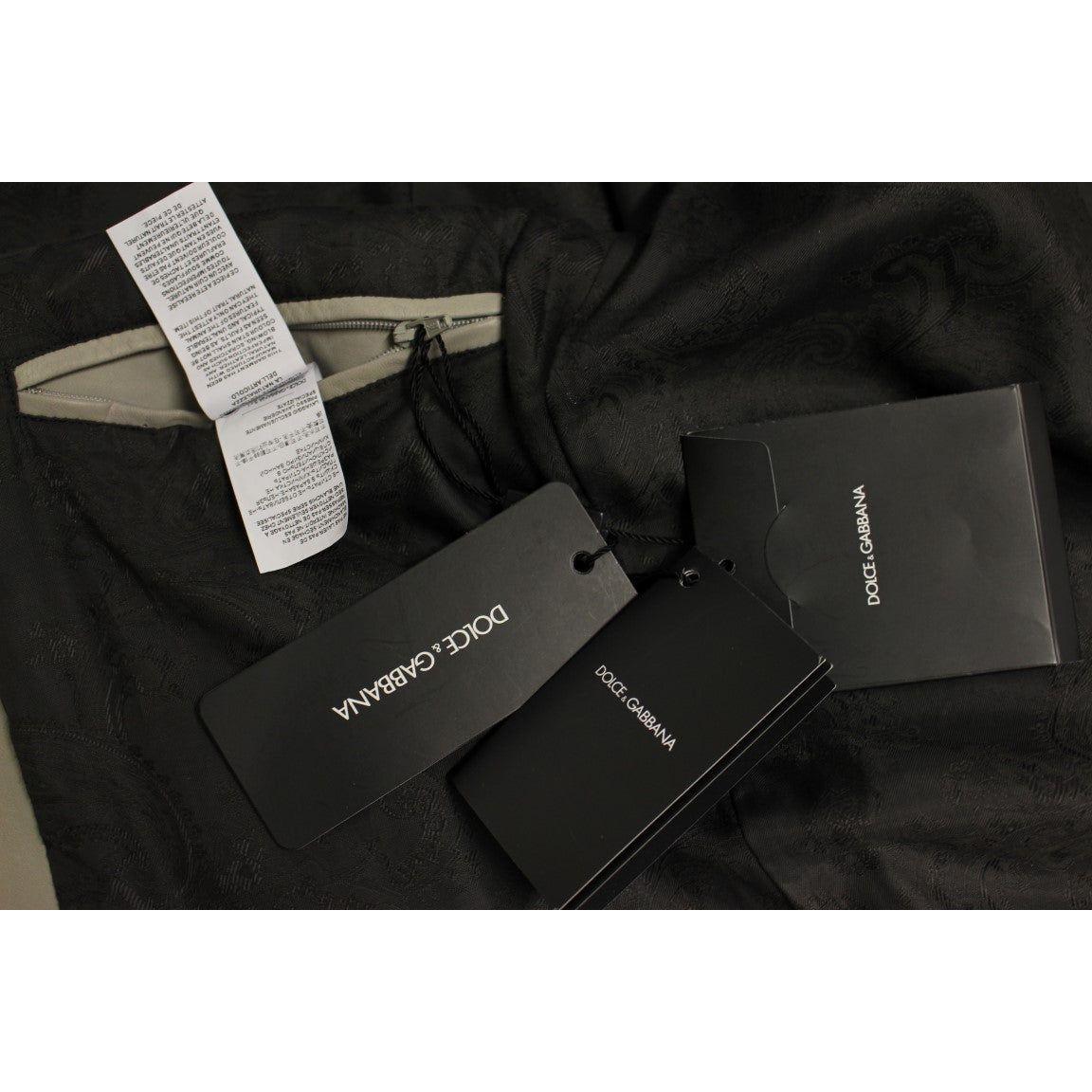 سترة أنيقة من جلد الحمل باللون البيج من دولتشي آند غابانا