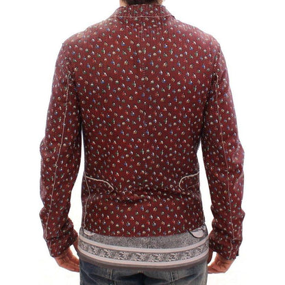 Dolce & Gabbana Bordeaux Leather Boxer Print Jacket Coat Coats & Jackets