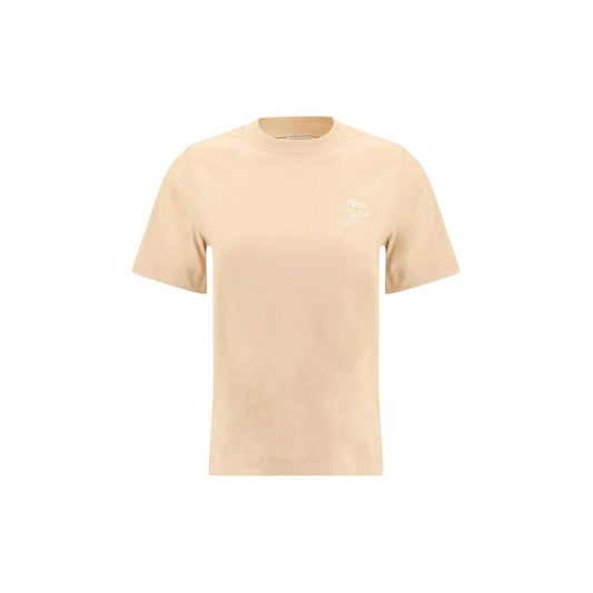 Burberry Floral Logo T-shirt in beige with embroidered daisy details and ribbed crew neck for a casual yet refined look.
