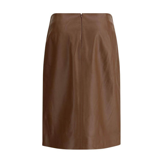 Loulou Studio Ekare lambskin skirt with asymmetrical front slit and back zipper, offering a modern and elegant silhouette.