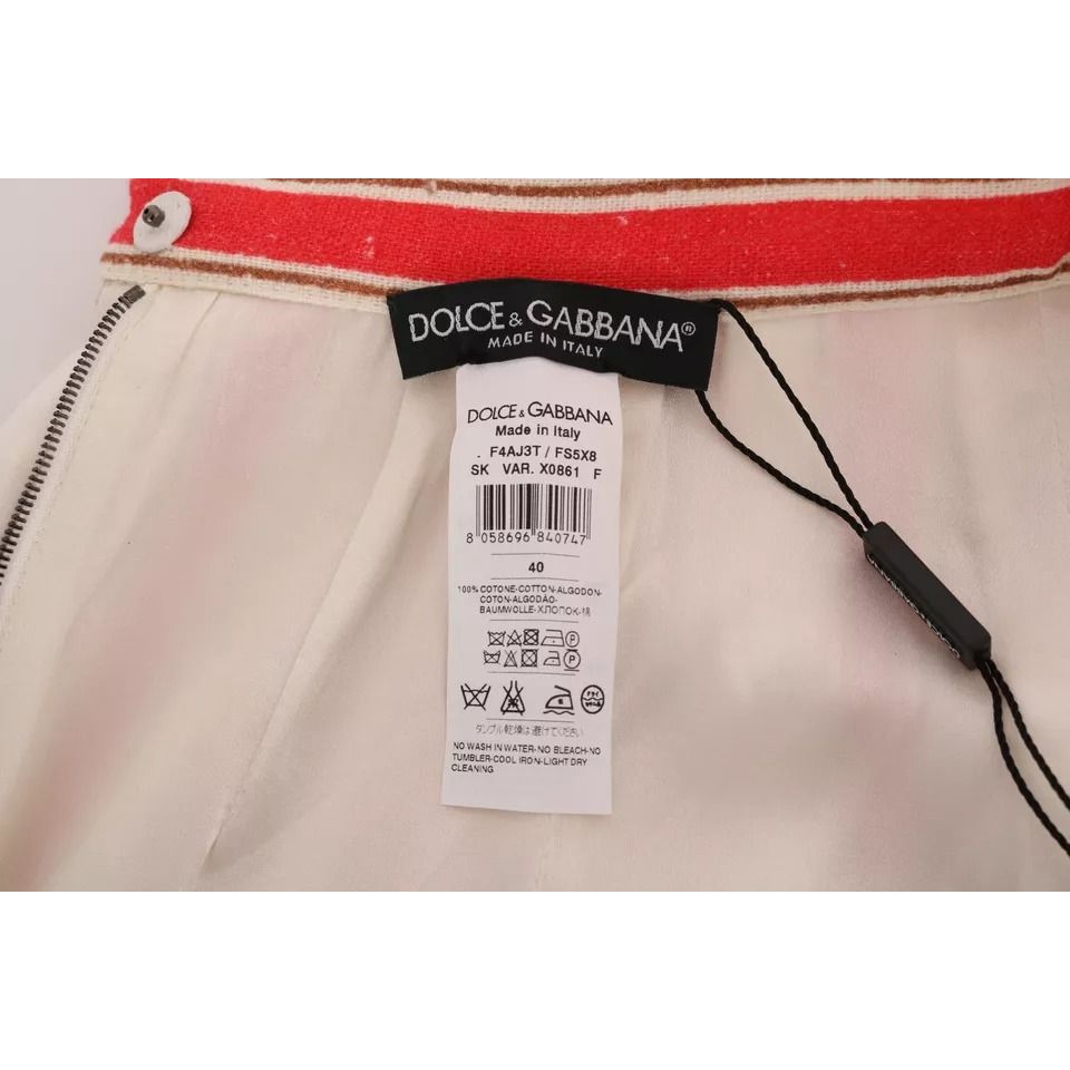 Dolce & Gabbana Multicolor Portofino Stripes Cotton Midi Skirt