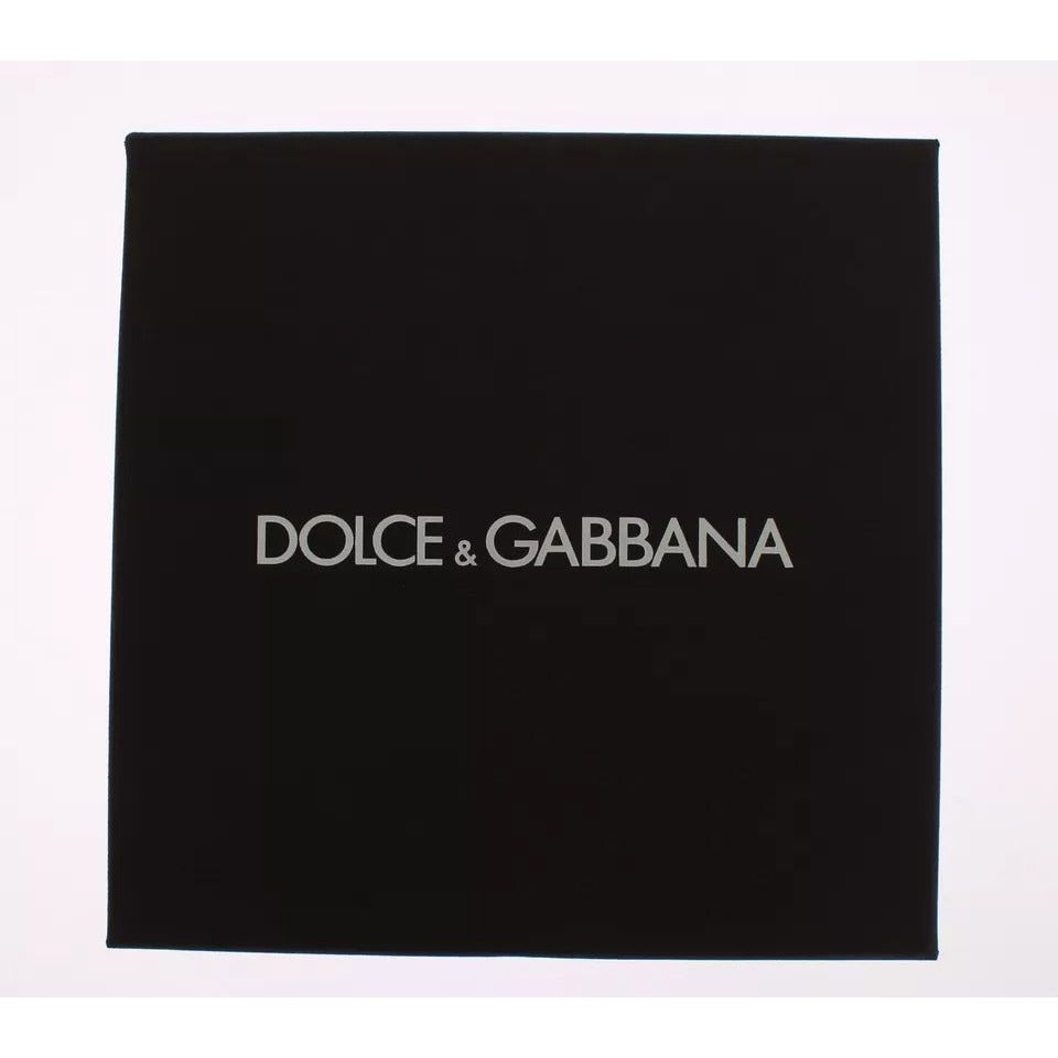 Dolce & Gabbana Silver Brown Raffia Leather Clasp Finder Chain Keyring