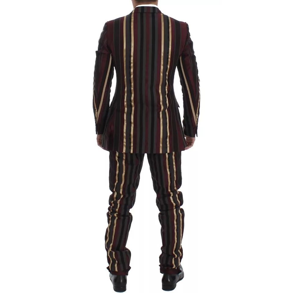 Dolce & Gabbana Multicolor Striped Runway 3 Piece Slim Fit Vest Suit