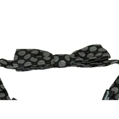Dolce & Gabbana Black Silk Circles Men Necktie Bow Tie