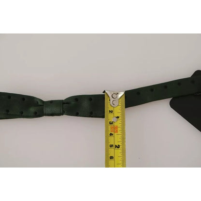 Dolce & Gabbana Green Silk Dotted Mens Necktie Bow Tie