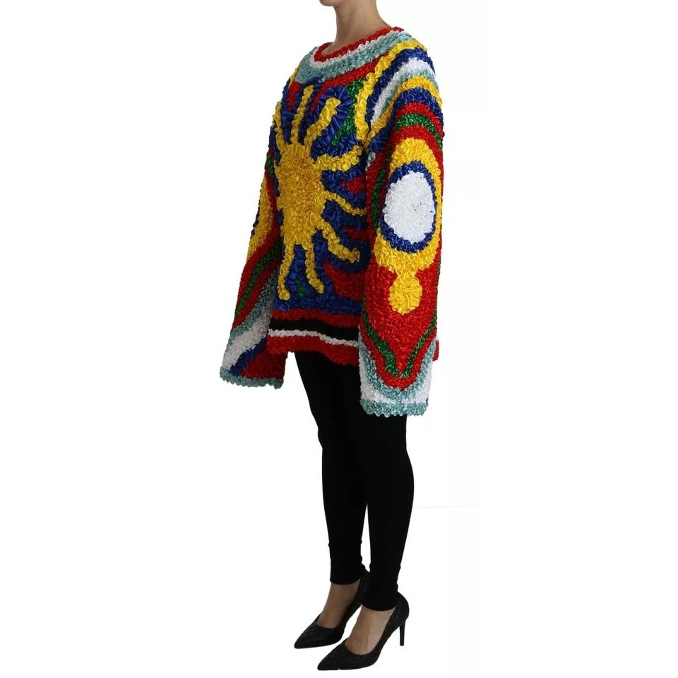 Dolce & Gabbana Multicolor Sun Ruffled Top Blouse Sweater