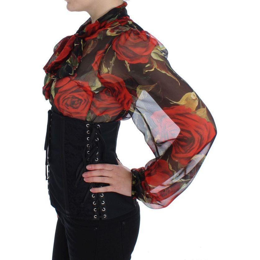 优雅黑色花卉锦缎紧身胸衣腰带