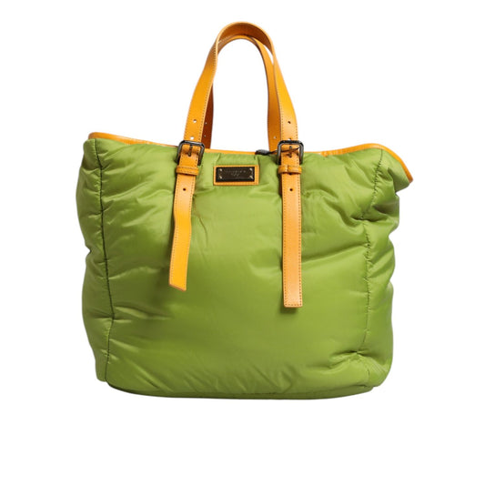 Dolce & Gabbana Green Nylon Padded Logo Plaque Tote Crossbody Bag BAG1642
