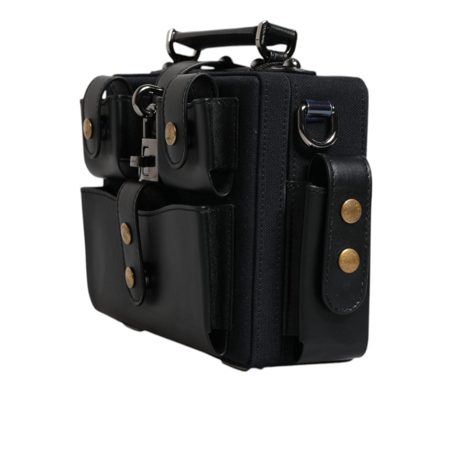 Dolce & Gabbana Black Leather Crossbody Top Handle Bag