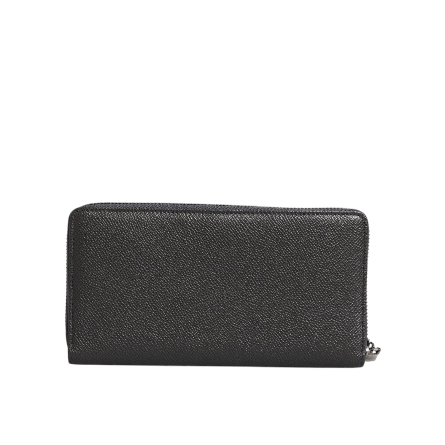 Dolce & Gabbana Dark Gray Leather DG Logo Zip Around Continental Wallet