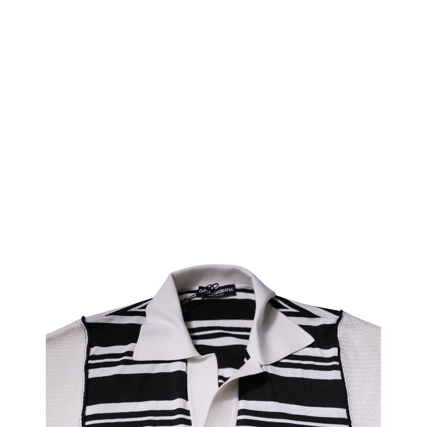 Dolce & Gabbana Black White Stripes Collared Polo T-shirt
