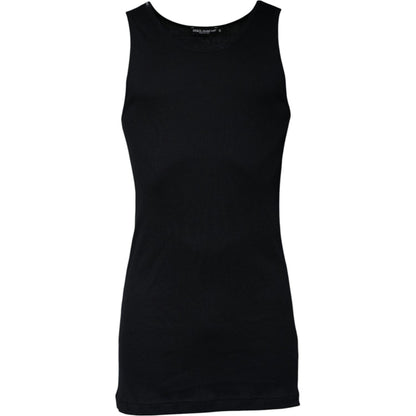 Dolce & Gabbana Black Cotton Sleeveless Round Neck Tank T-shirt
