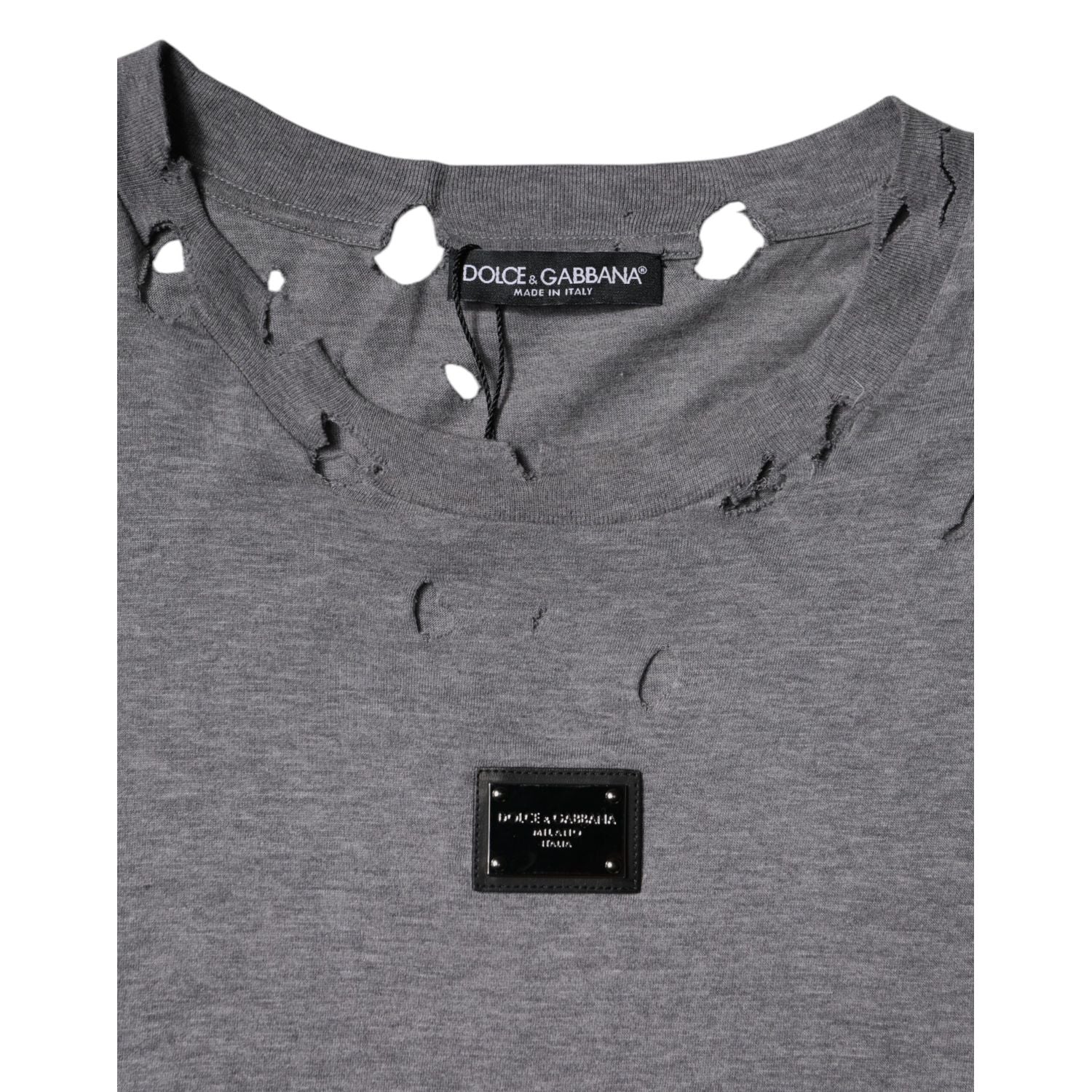 Dolce & Gabbana Gray Logo Crew Neck Short Sleeves T-shirt