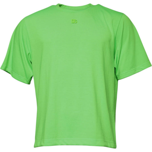 Dolce & Gabbana Green Logo Polyester Crew Neck T-shirt TSH87638-50