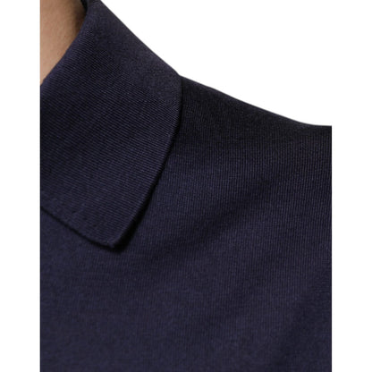 Dolce & Gabbana Blue Silk Collared Short Sleeves Polo T-shirt