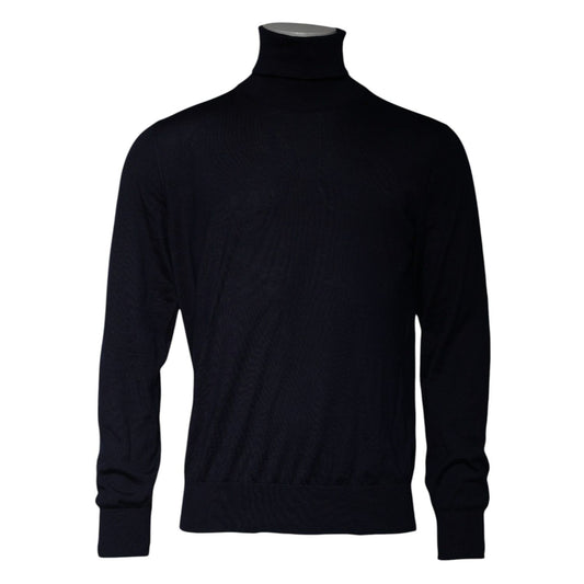 Dolce & Gabbana Blue Cashmere Turtleneck Pullover Sweater