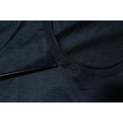 Dolce & Gabbana Dark Blue Silk Crew Neck Short Sleeve T-shirt