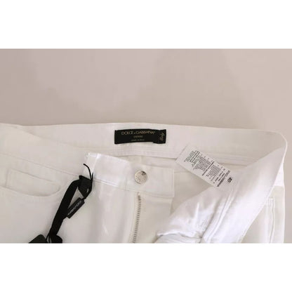 Dolce & Gabbana White Crystal Embellished Skinny Jeans