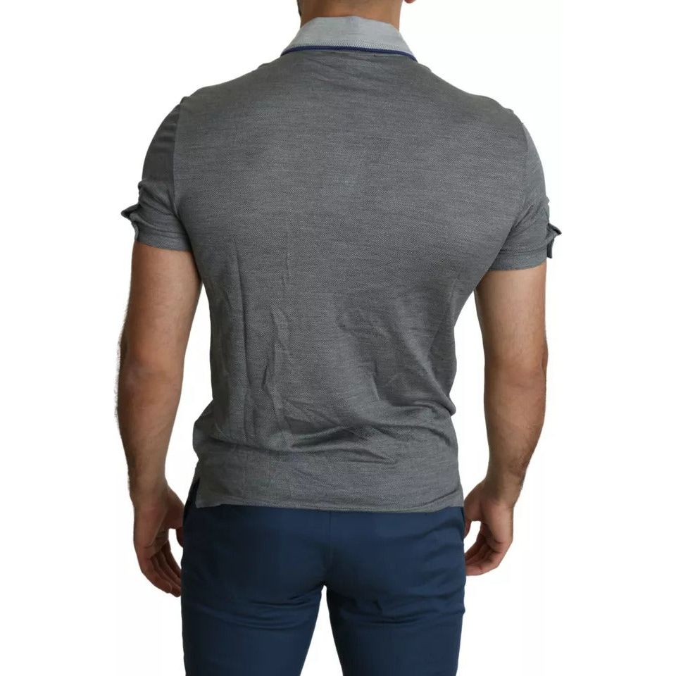 Dolce & Gabbana Gray Collared Silk Polo Top Shirt T-shirt TSH5633-44