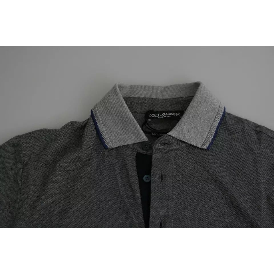 Dolce & Gabbana Gray Collared Silk Polo Top Shirt T-shirt TSH5633-44