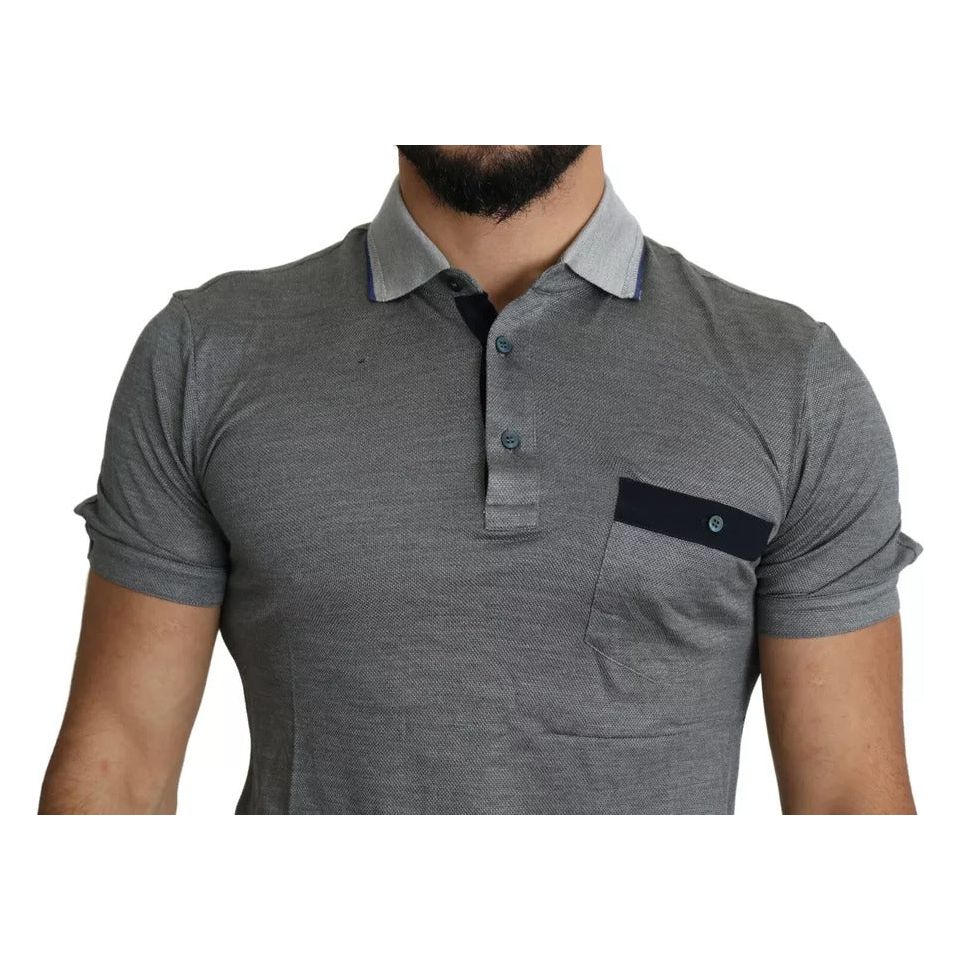 Dolce & Gabbana Gray Collared Silk Polo Top Shirt T-shirt TSH5633-44