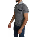 Dolce & Gabbana Gray Collared Silk Polo Top Shirt T-shirt TSH5633-44