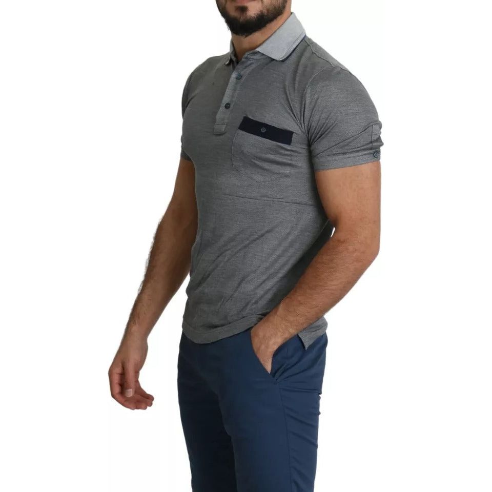 Dolce & Gabbana Gray Collared Silk Polo Top Shirt T-shirt TSH5633-44