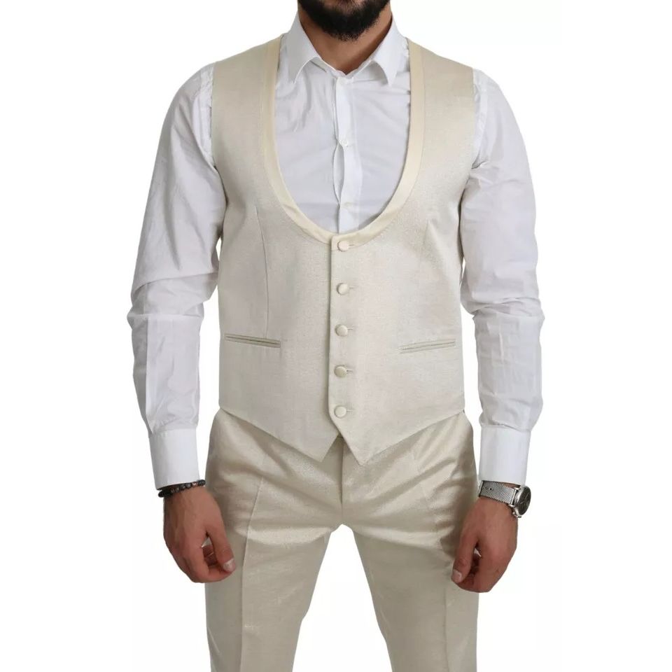 Dolce & Gabbana Beige Wool Crème 3 Piece SICILIA Shawl Suit