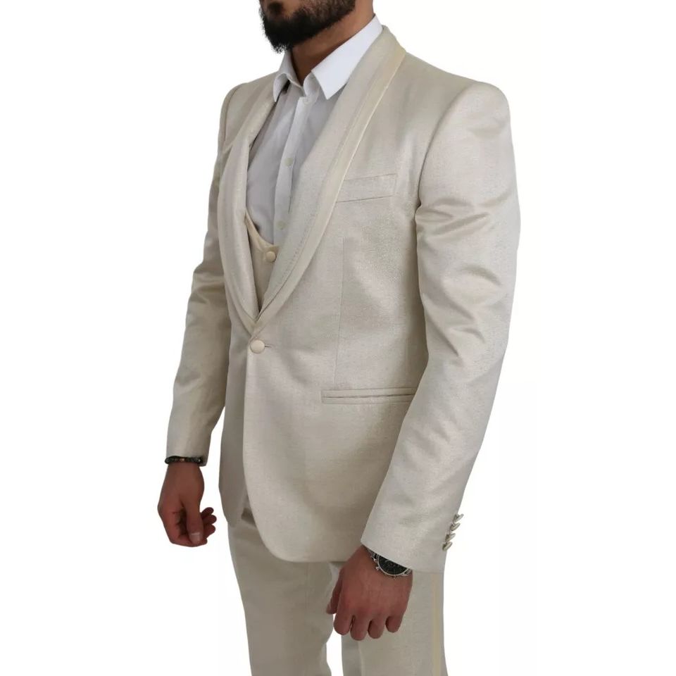 Dolce & Gabbana Beige Wool Crème 3 Piece SICILIA Shawl Suit