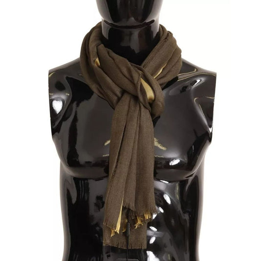 Dolce & Gabbana Green Striped Cashmere Wrap Fringes Scarf MS6020