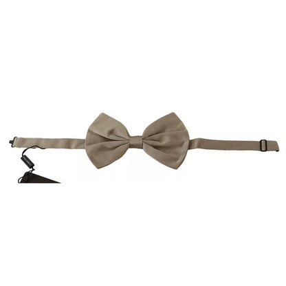 Dolce & Gabbana Silver Gray 100% Silk Adjustable Neck Bow Tie