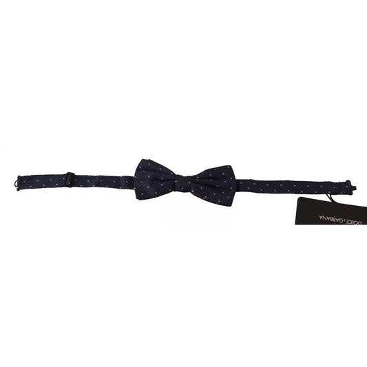 Dolce & Gabbana Blue Patterned Silk Adjustable Neck Bow Tie Men