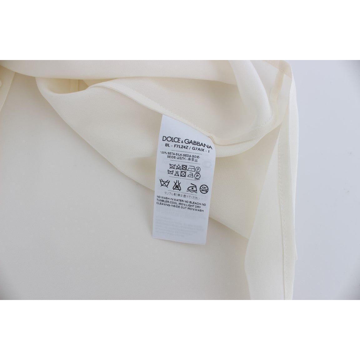 بلوزة من الحرير باللون العاجي من دولتشي آند غابانا